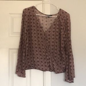 AMERICAN EAGLE Floral Pattern Long Sleeve Top L